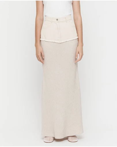 FRIEND of AUDREY - Cotton Linen Contrast Long Skirt