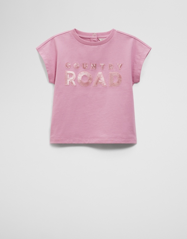 Country Road - Organically Grown Cotton Sequin Logo T-shirt