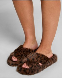 Hunkemoller - Kate Fake Fur Crossed Slides