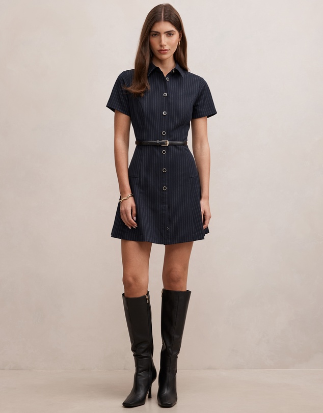 Forever New - Gigi Pleated Button Down Mini Dress