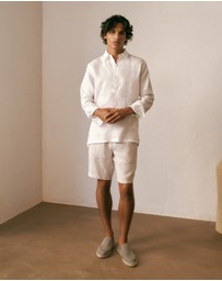 Trenery - Linen Glen Check Short in Stone