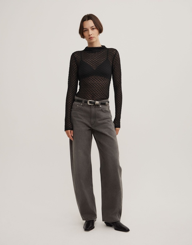 Witchery - Textured Mesh Long Sleeve Top