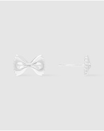 Wanderlust + Co - Bow Tie Pasta Silver Stud Earrings