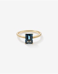 Michael Hill - Emerald Cut London Blue Topaz Gemstone Solitaire Ring in 10kt Yellow Gold