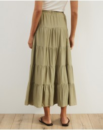 Atmos&Here - Elenora Linen Blend Tier Maxi Skirt