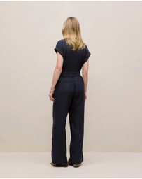 Trenery - Linen Pintucked Pant in Night Sky