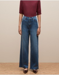 Trenery - Australian Cotton Blend High Waist Jean in Mid Blue