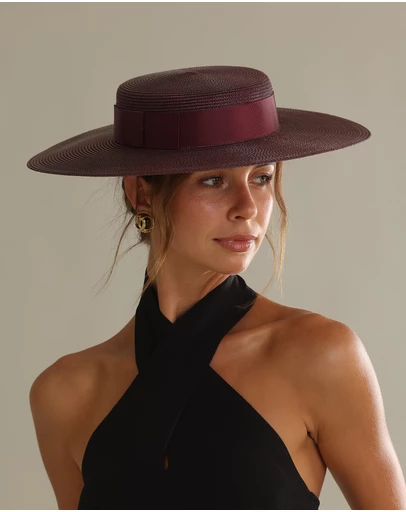 Morgan & Taylor - Macy Racewear Boater in Dark Cherry Red