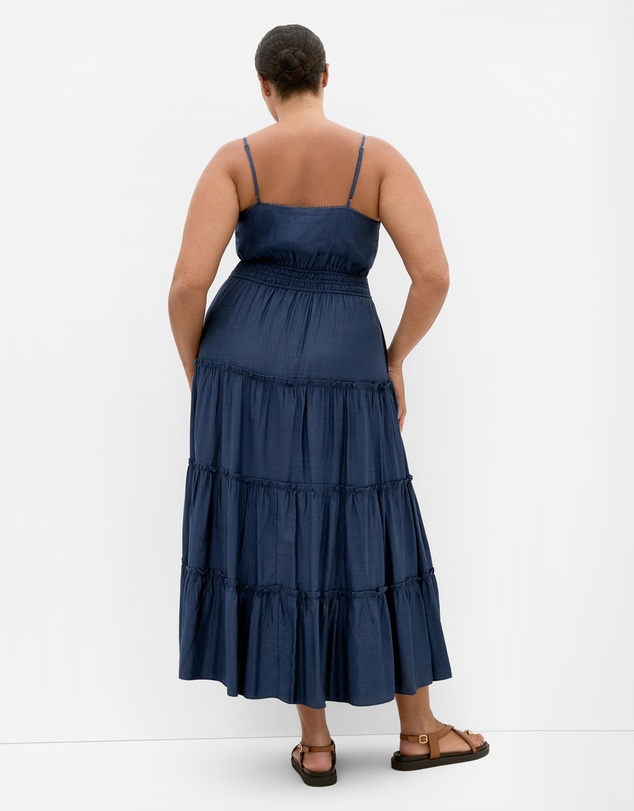 City Chic - Plus size Aiza Tier Maxi Dress - petrol
