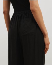 Atmos&Here - Tenley Wide Leg Drawstring Linen Blend Pants