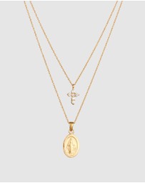 Elli Jewelry - Necklace Layer Crystal Cross 925 Sterling Silver Gold-Plated