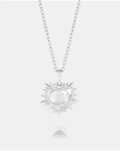Rachel Jackson - Electric Love April Birthstone Heart Necklace Silver