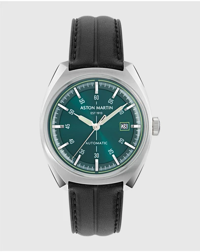 Aston Martin - TS2 Automatic Black Leather Strap Watch