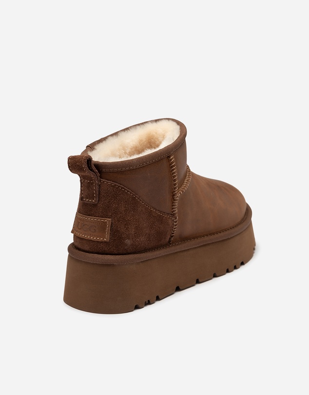 Ozwear Connection Uggs - Ugg Classic Platform Ultra Mini Boot (Oiled Leather) (4.5cm)