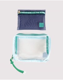The Somewhere Co - Baby Blue & Green Cheeky Cosmetic Case