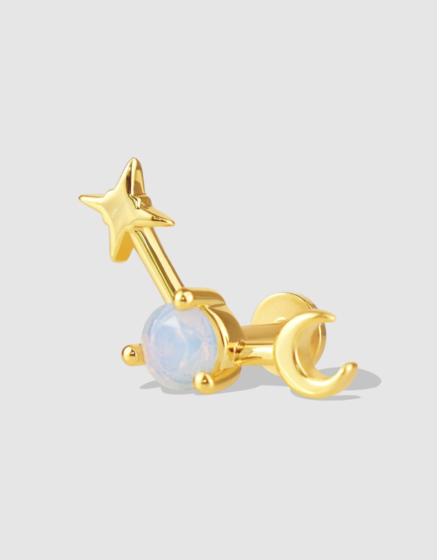 Wanderlust + Co - Birthstone Constellation Gold Flat Back Earring - Oct