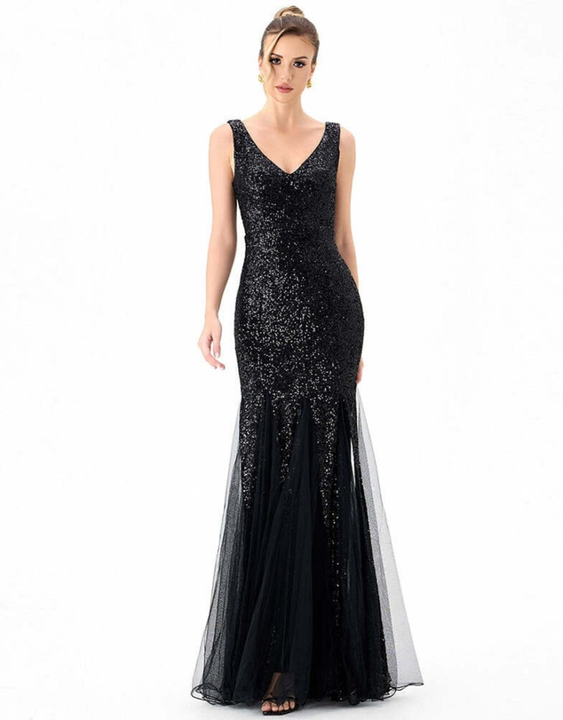 Bariano - Tisha Sequin Godet Gown