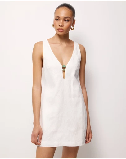 AERE - Fiora Linen Resin Trim Shift Dress