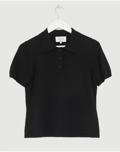 Revibe - Repaired Minima Esenciales Arlen Silk Blend Polo Knit Top - AU 12