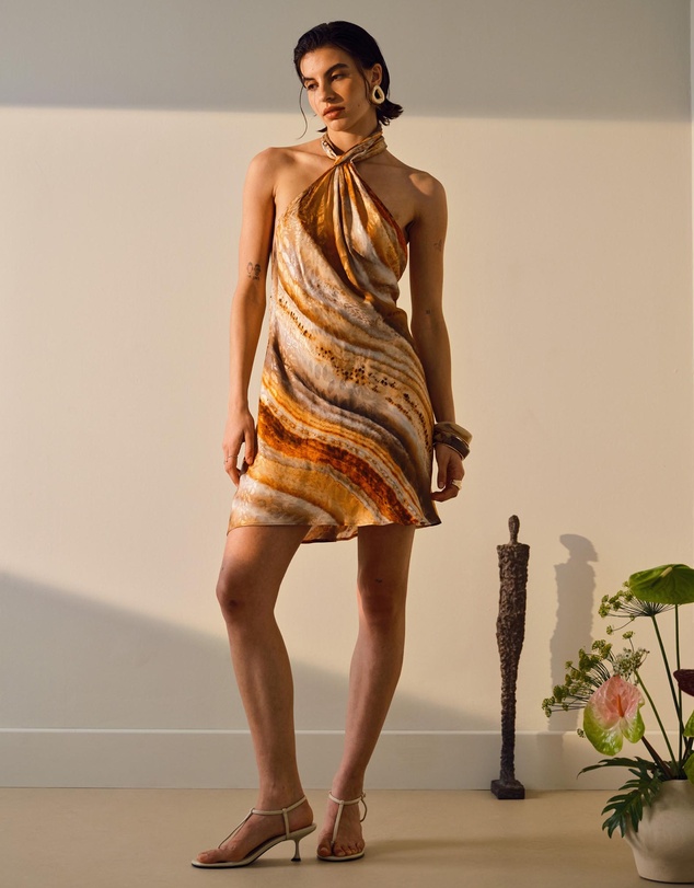 TOPSHOP - Tie Neck Halter Mini Dress