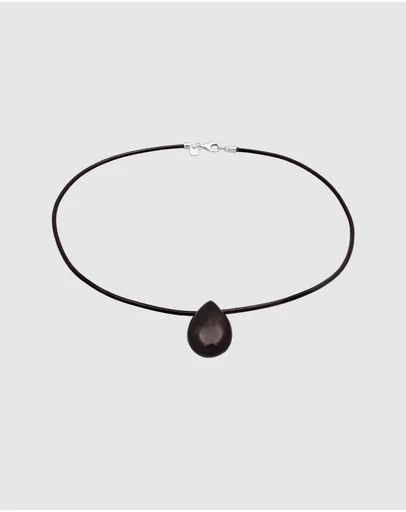 Kuzzoi - ICONIC EXCLUSIVE - Leather Cord Necklace with Onyx Teardrop