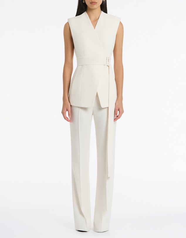 Carla Zampatti - Ivory Crepe Long Line Vest