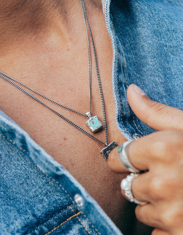 Haze & Glory - ICONIC EXCLUSIVE - Copper Turquoise Pendant Necklace in Oxidised 925 Silver