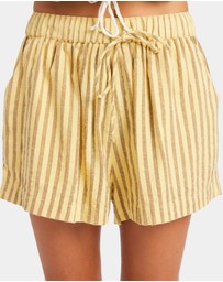 Roxy - Womens Mercado Stripe Elastic Waist Shorts