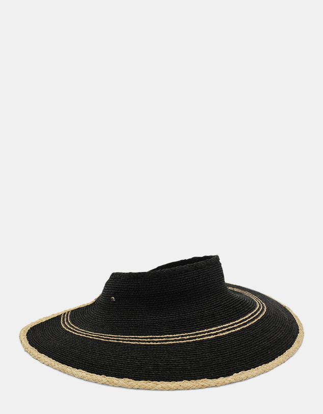 Morgan & Taylor - Eva Braided Raffia Visor in Black
