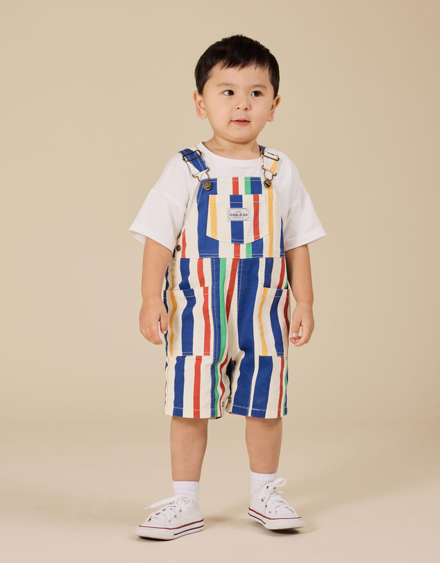 Goldie + Ace - 90s Bold Stripe James Denim Pocket Overalls - Babies-Kids