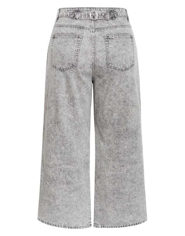 City Chic - Plus size Harley Fit Leila Side Stripe Wide Leg Jean - light grey wash