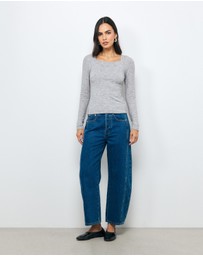 AERE - Mid Rise Barrel Leg Jeans