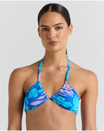 Poolside Paradiso - Vanuatu Ruched Halter Bikini Top - Ocean