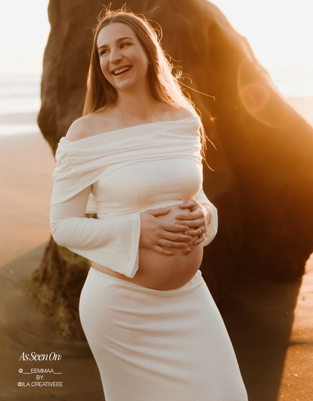 Angel Maternity - Ophelia 2 piece Maternity Photoshoot White Knit Set
