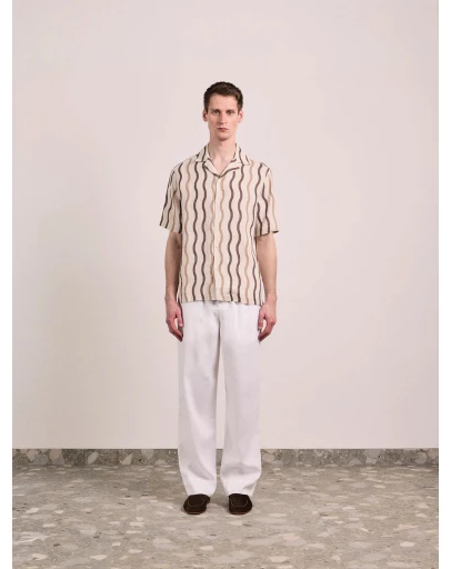 Frescobol Carioca - Roberto SS Linen Shirt Cabana Pin Stripe Print