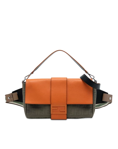 Pre-Loved by Azura Reborn - Pre-Loved Large Zucca Canvas and Leather Convertible Belt Baguette