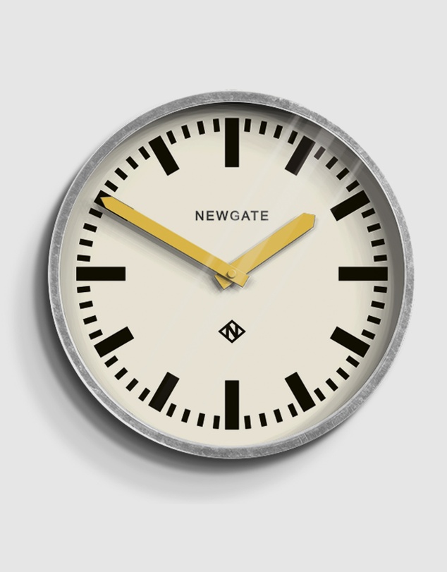 Newgate - Newgate Luggage Wall Clock Galvanised Yellow Hands