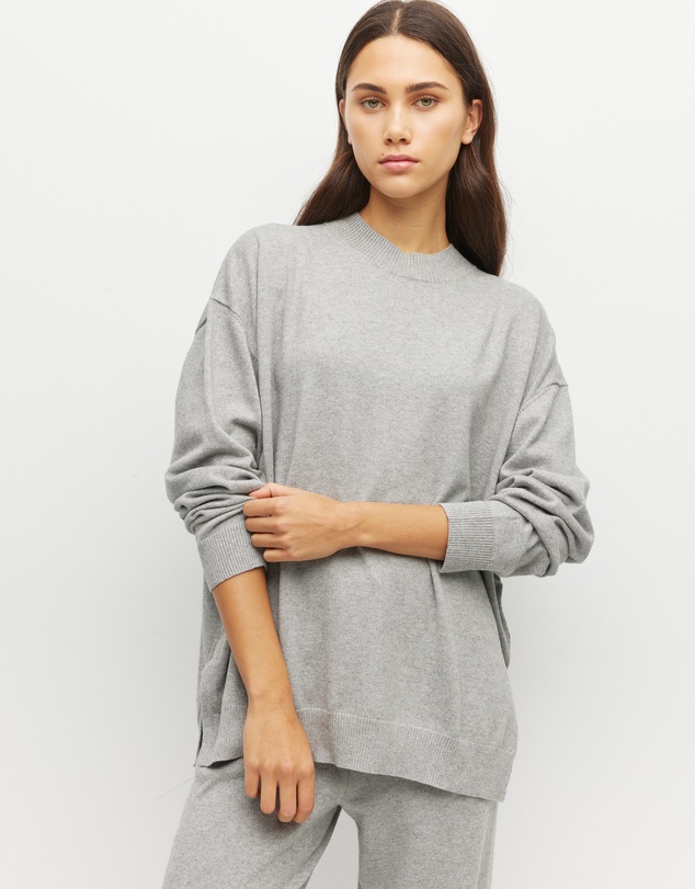 JH Lounge - JHL Crew Sweater (Cotton Cashmere) Grey Marle