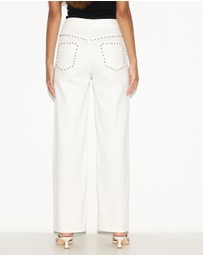 Dazie - Nights Out Studded Mid Rise Straight Leg Jeans