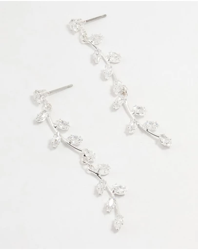 Lovisa - Cubic Zirconia Leaf Drop Earrings