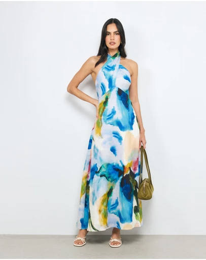 AERE - Anthea Halter Maxi Dress
