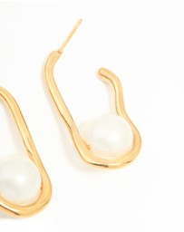 Lovisa - Waterproof Gold Plated Stainless Steel Pearl Twist Hoop Earrings