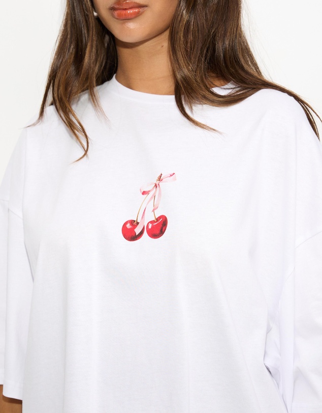 Dazie - Cherry Bow Oversized Graphic Tee