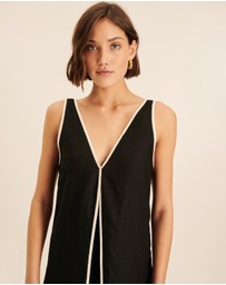 AERE - Zena Linen Contrast Midi Dress