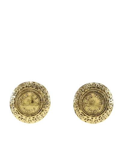 Pre-Loved by Azura Reborn - Pre-Loved Gold Plated Rue Cambon Medallion Clip On Earrings