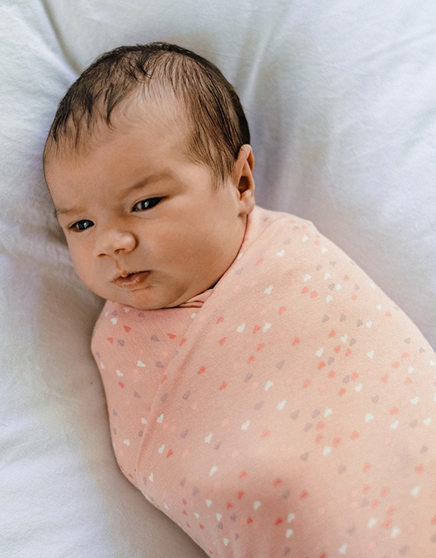 Kynd Baby - Large Stretchy Swaddle in Pink Heart