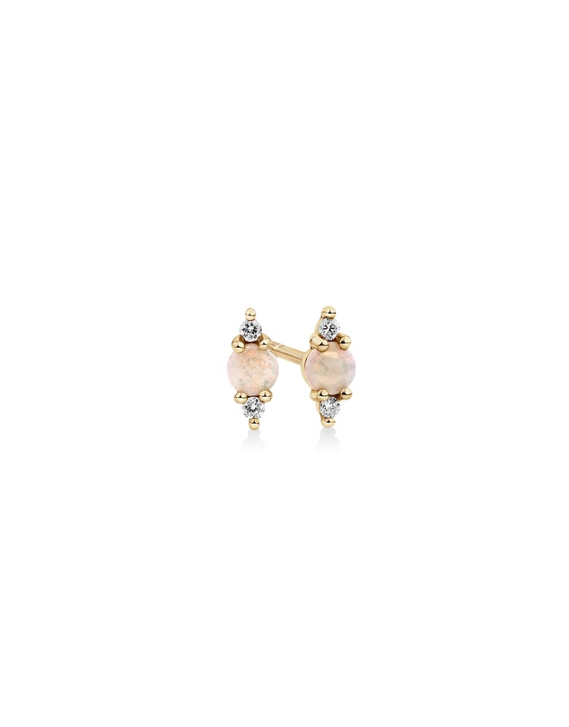 Michael Hill - Stud Earrings with Opal & Diamonds in 10kt Yellow Gold