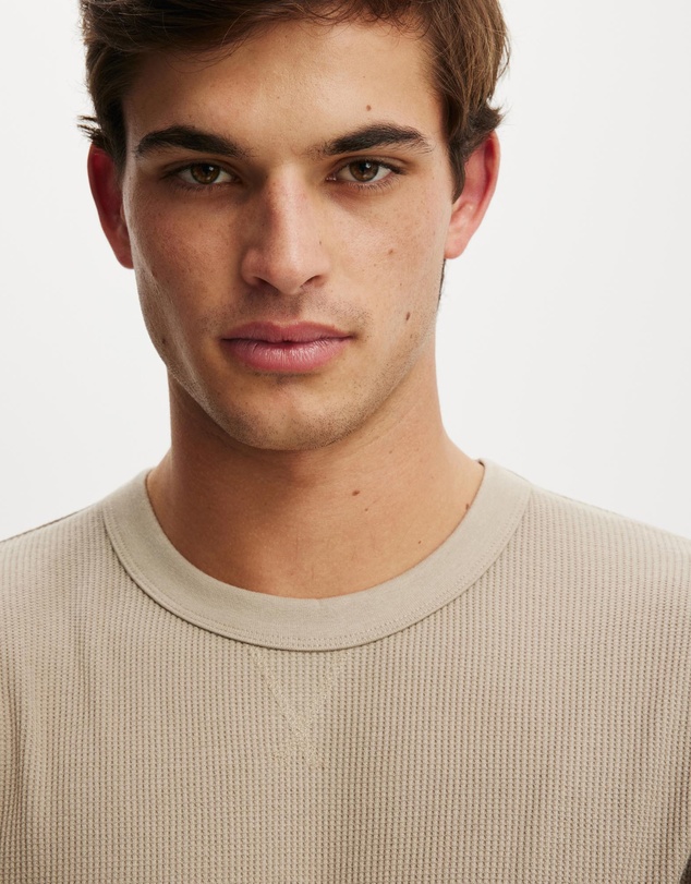 Cotton On - Cropped Fit Textured Long Sleeve T-Shirt