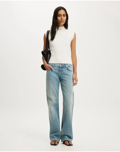 Cotton On - Mock Neck Sleeveless Fine Knit Top