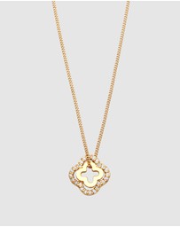 Elli Jewelry - Necklace Crystal Cloverleaf 925 Sterling Silver Gold-Plated